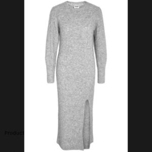 Noisy may Emma Long Sleeve Sweater Dress in Grey Melange